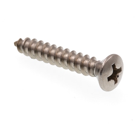 Prime-Line Sheet Metal Screw, Self-Tap, Oval Head, Phillip Drive No. 8 X 1in 18-8 Stainless Steel 100PK 9022968